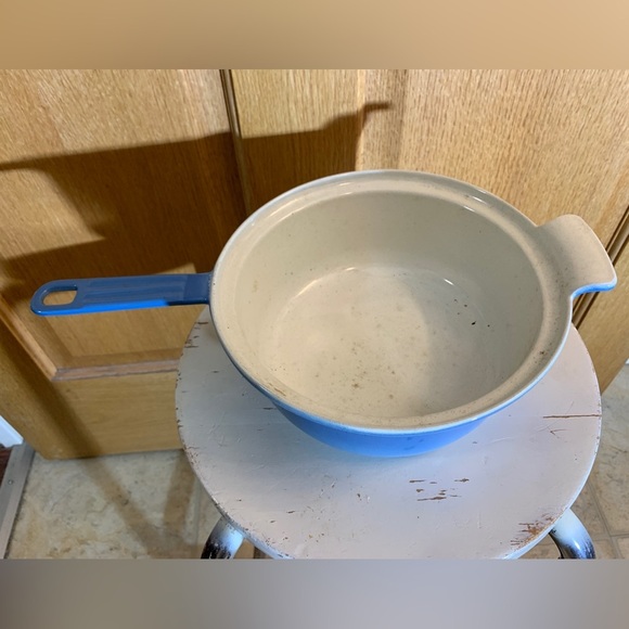 Vtg Descoware Enamel Cast Iron Sauce Pan Pot Belgium 1Qt  Robins Egg Blue - Picture 2 of 9